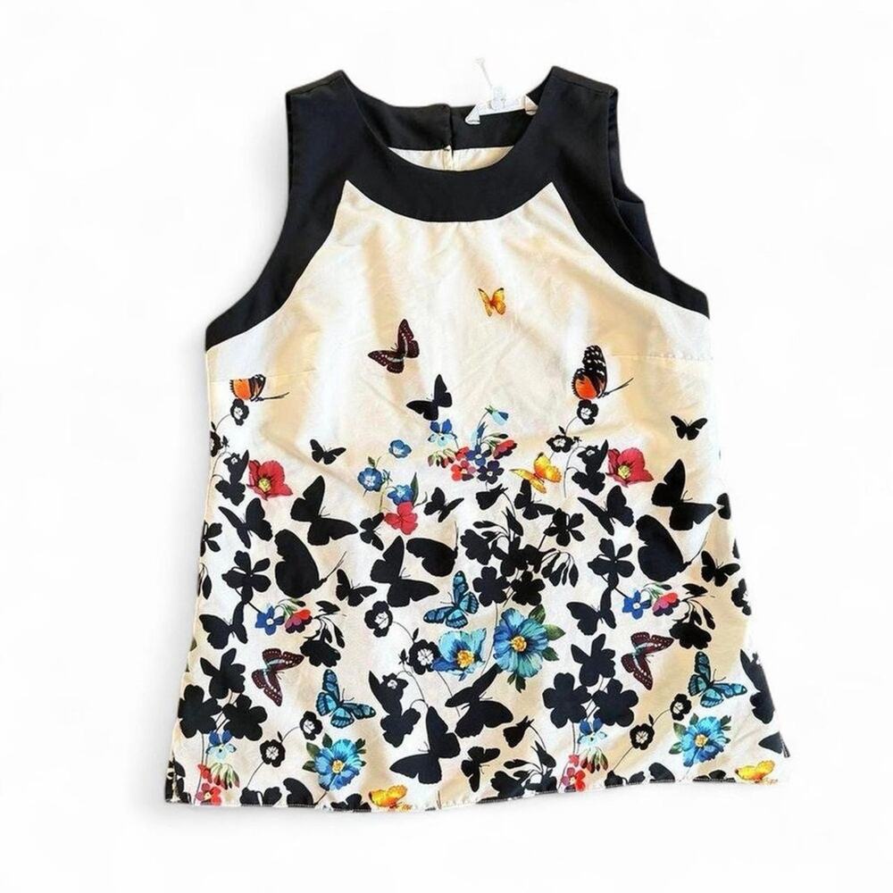 Red Herring Butterfly Print tank top blouse medium whimsy boho ethereal cottage